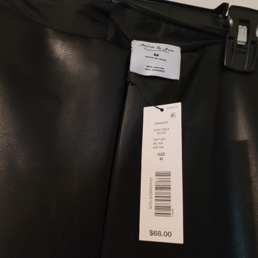 NWT- Black Faux Leather Flare Cropped Pants - Picture 5 of 9